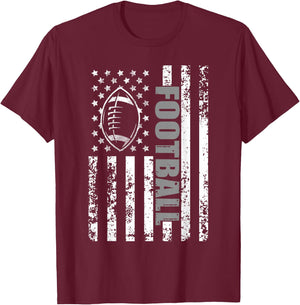 American Flag Football Patriotic Football T-Shirt - T-Shirt | Maroon