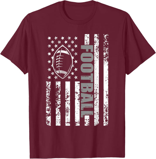 American Flag Football Patriotic Football T-Shirt - T-Shirt | Maroon