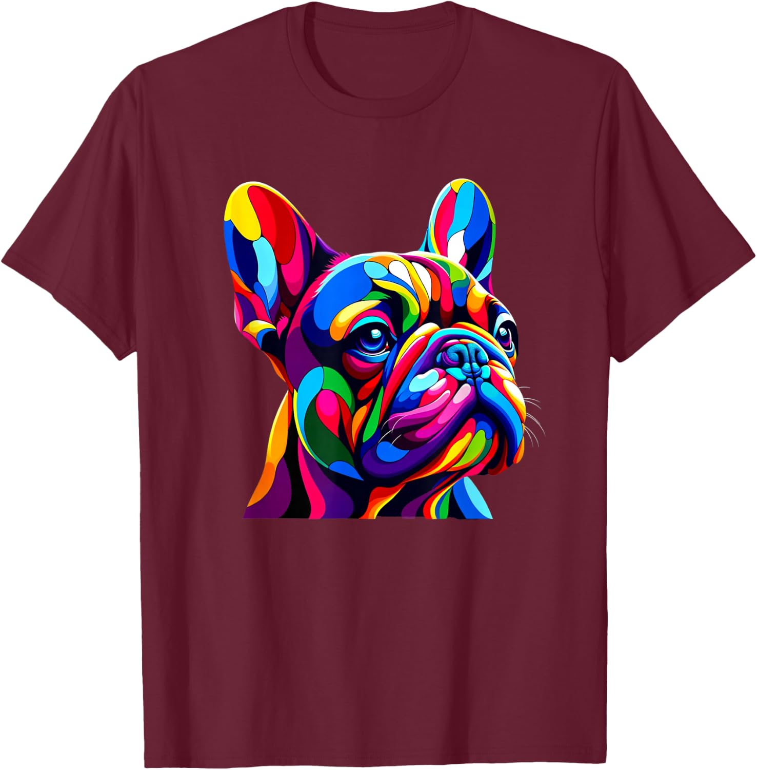 Pop Art French Bulldog Frenchie Bulldogs Frenchies T-Shirt - T-Shirt | Maroon