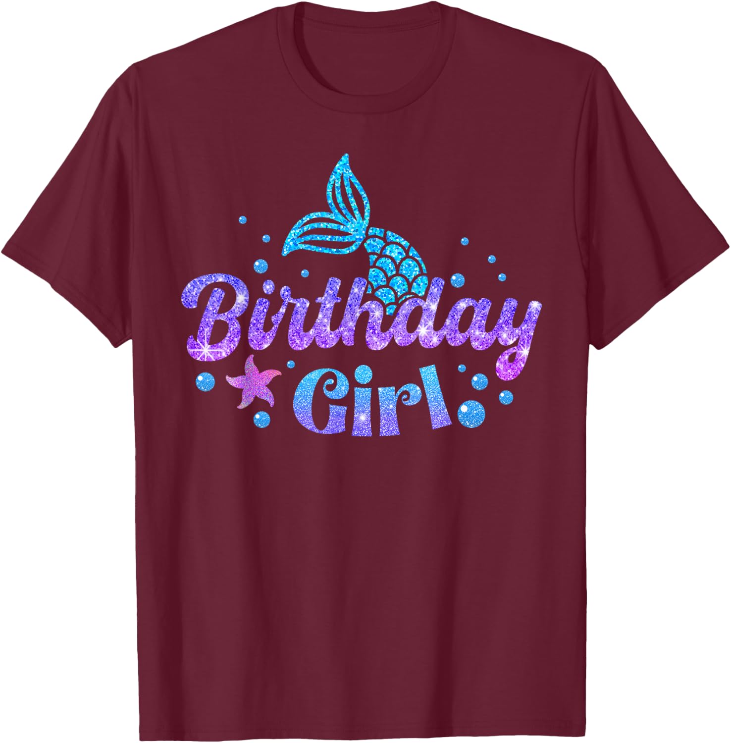 Mermaid Birthday Girls 1st 2nd 3rd 4th 5th BDay Kid Toddler T-Shirt - T-Shirt | Maroon