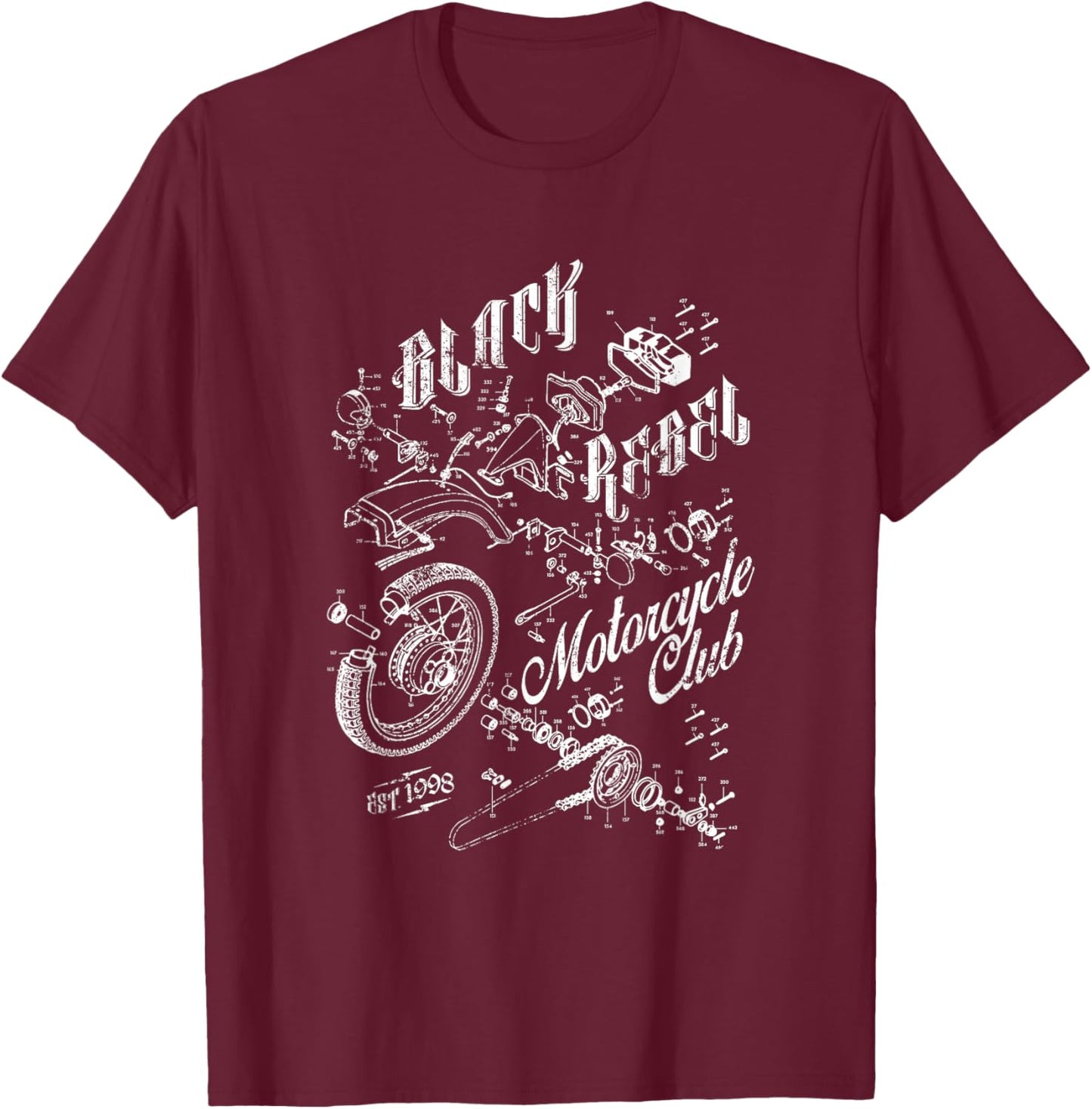 Black Rebel Motorcycle Club Moto , Black, S T-Shirt - T-Shirt | Maroon