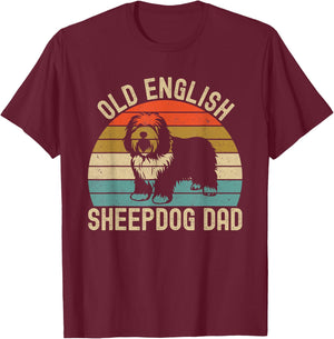 Old English Sheepdog Dad T-Shirt - T-Shirt | Maroon