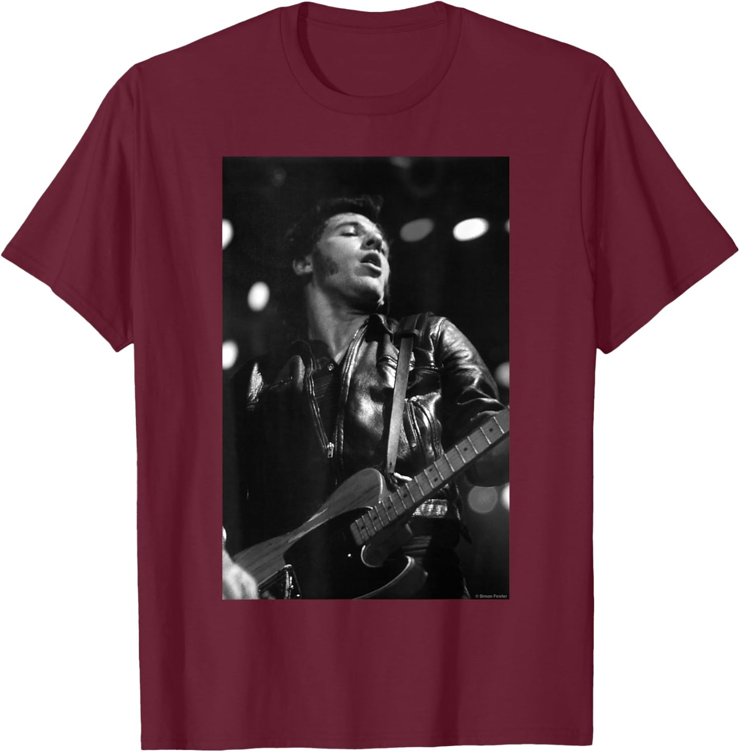 Bruce Springsteen Live At Wembley by Simon Fowler , Black, S T-Shirt - T-Shirt | Maroon