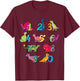 Dinosaurs Kawaii Cute Numbers Love Maths Day Numbers Day T-Shirt - T-Shirt | Maroon