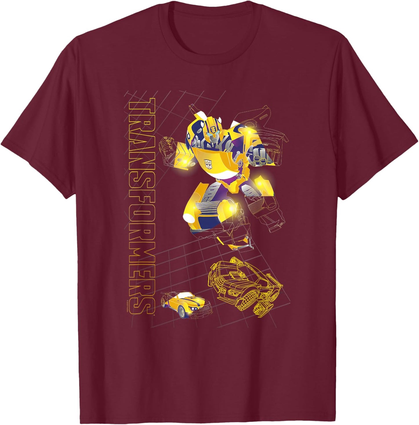 Transformers Evergreen Bumblebee Ready To Fight Logo T-Shirt - T-Shirt | Maroon