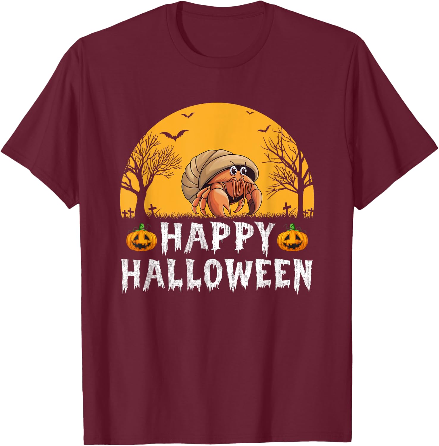 Hermit Crab Men Women Kids Happy Halloween Costume T-Shirt - T-Shirt | Maroon