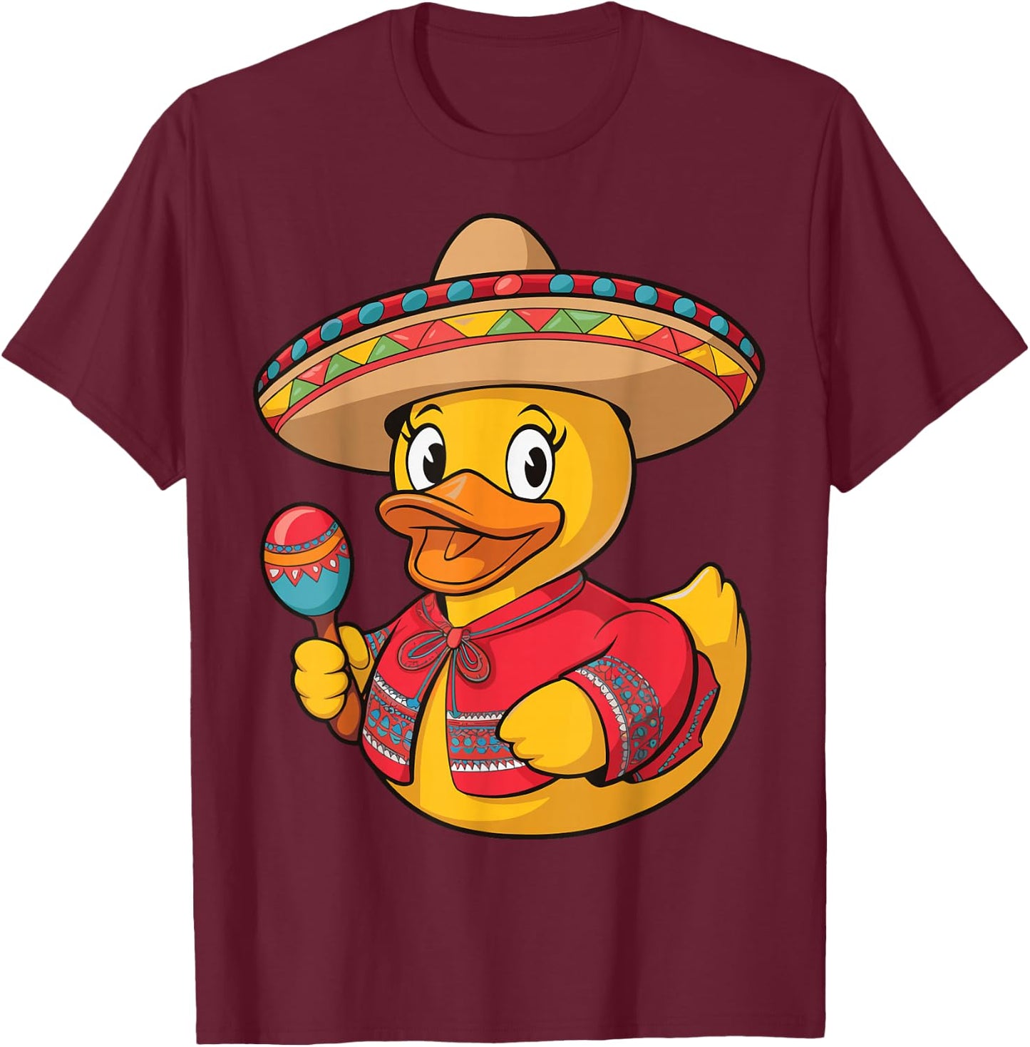 Rubber Duck Cinco De Mayo T-Shirt - T-Shirt | Maroon