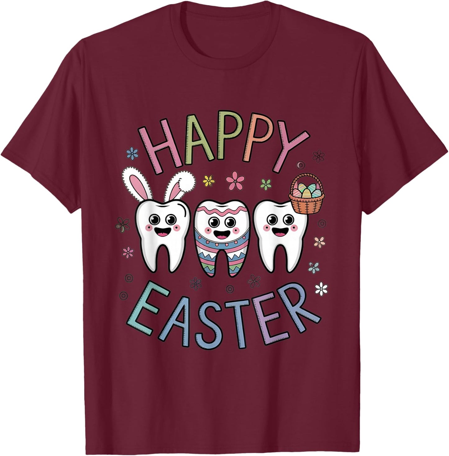 Easter Dentist Tooth Cute Teeth Dental Assistant Women Men T-Shirt - T-Shirt | Maroon