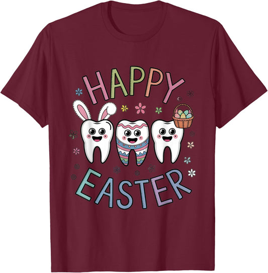 Easter Dentist Tooth Cute Teeth Dental Assistant Women Men T-Shirt - T-Shirt | Maroon