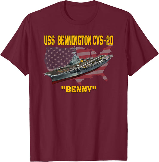 Aircraft Carrier USS Bennington CVS-20 Veteran Father Day T-Shirt - T-Shirt | Maroon