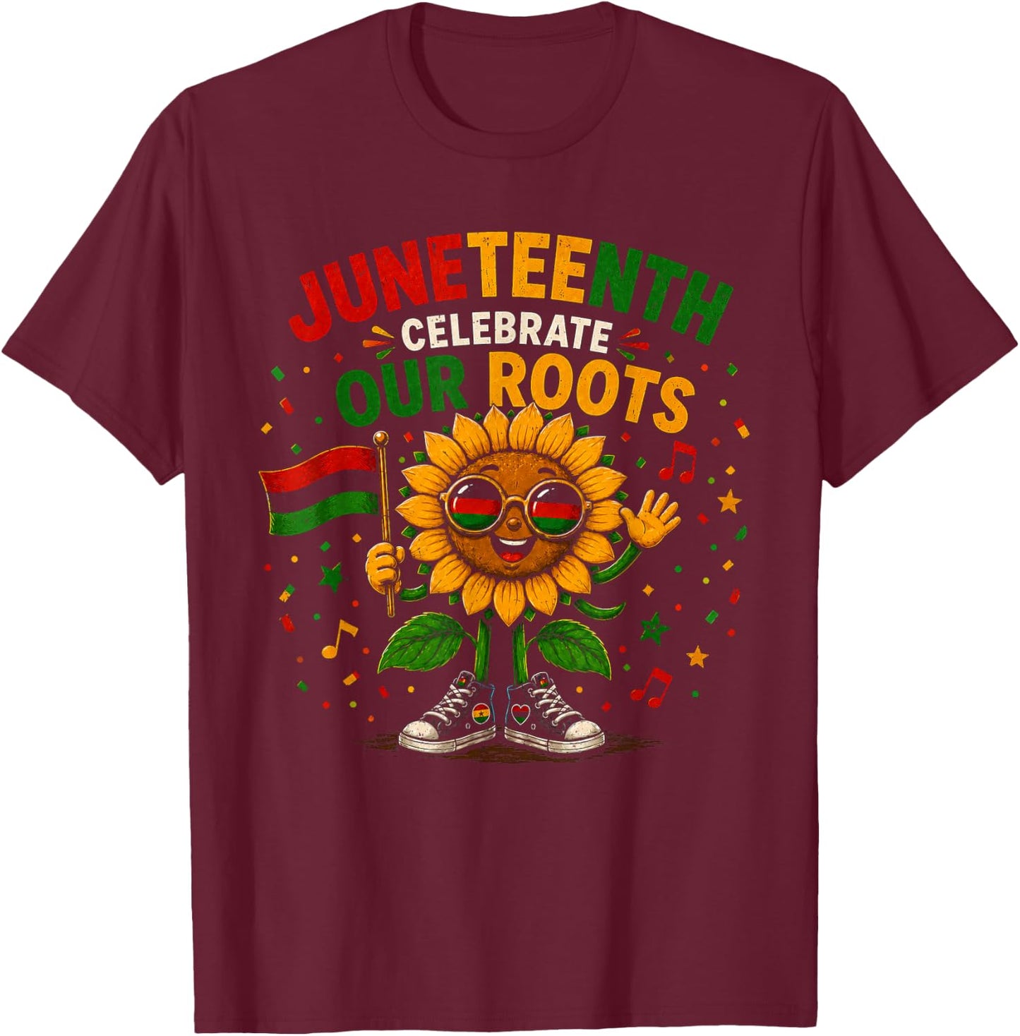 Juneteenth Celebrate Our Roots Black History T-Shirt - T-Shirt | Maroon