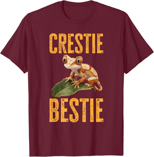 Crested Gecko Reptile - Crestie Bestie T-Shirt - T-Shirt | Maroon