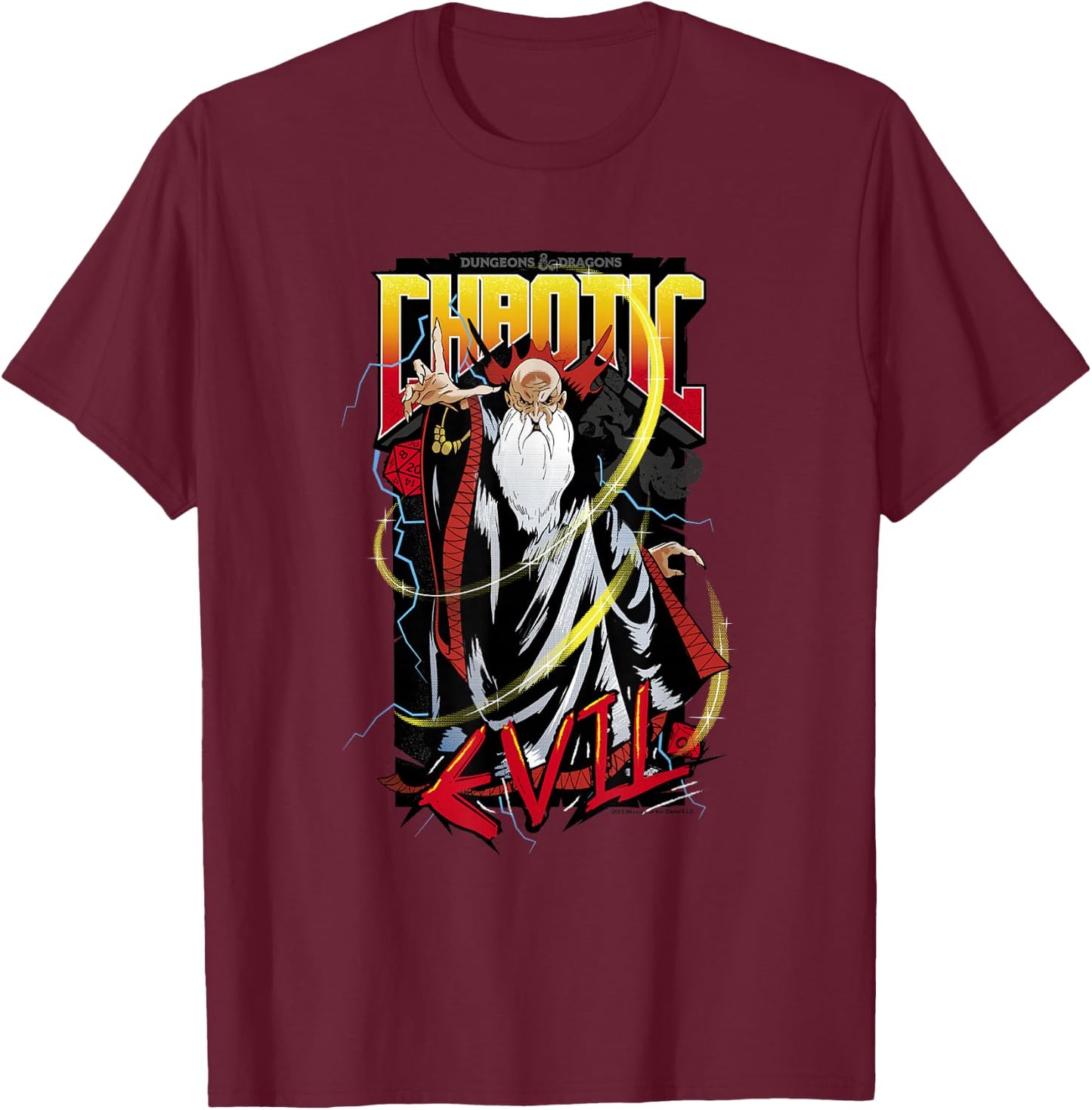 Dungeons & Dragons Wizard Chaotic Evil Poster T-Shirt - T-Shirt | Maroon