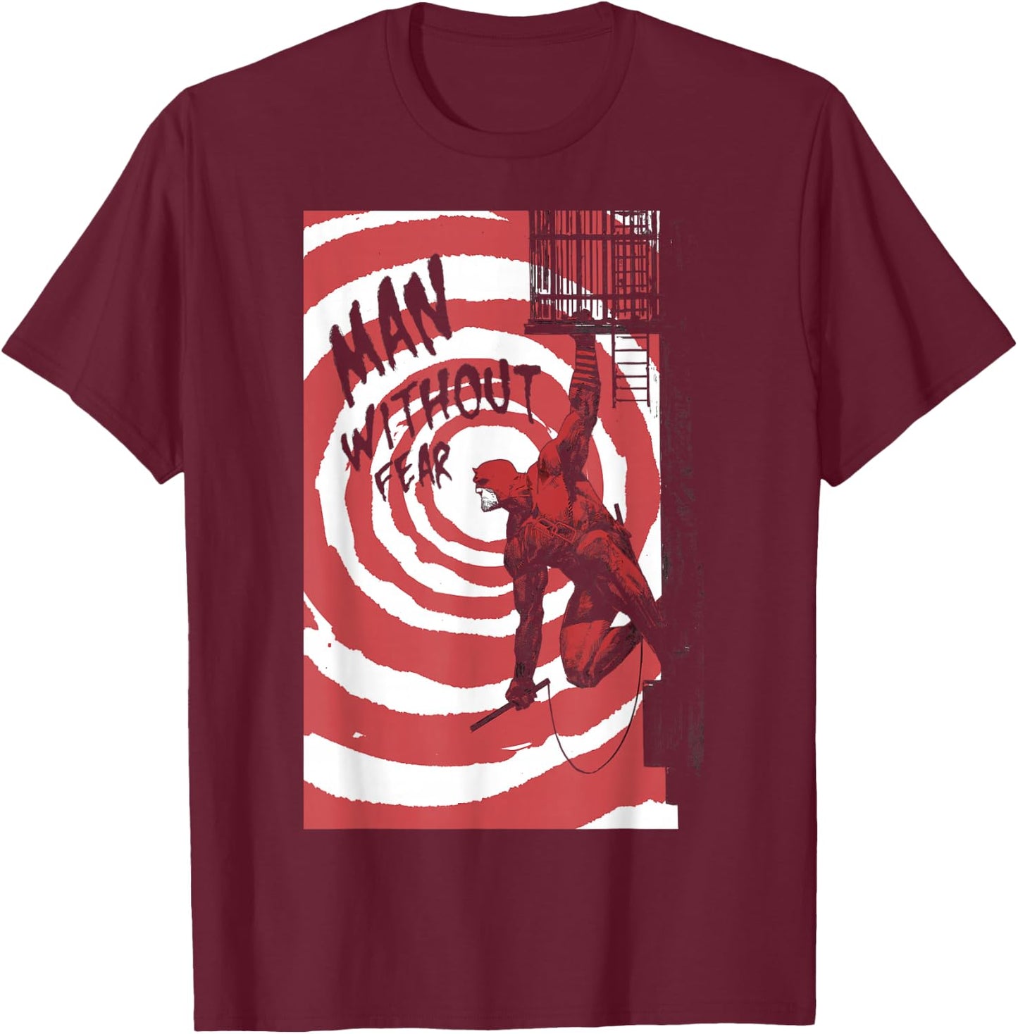 Marvel Daredevil Fire Escape Man Without Fear Variant Cover T-Shirt - T-Shirt | Maroon