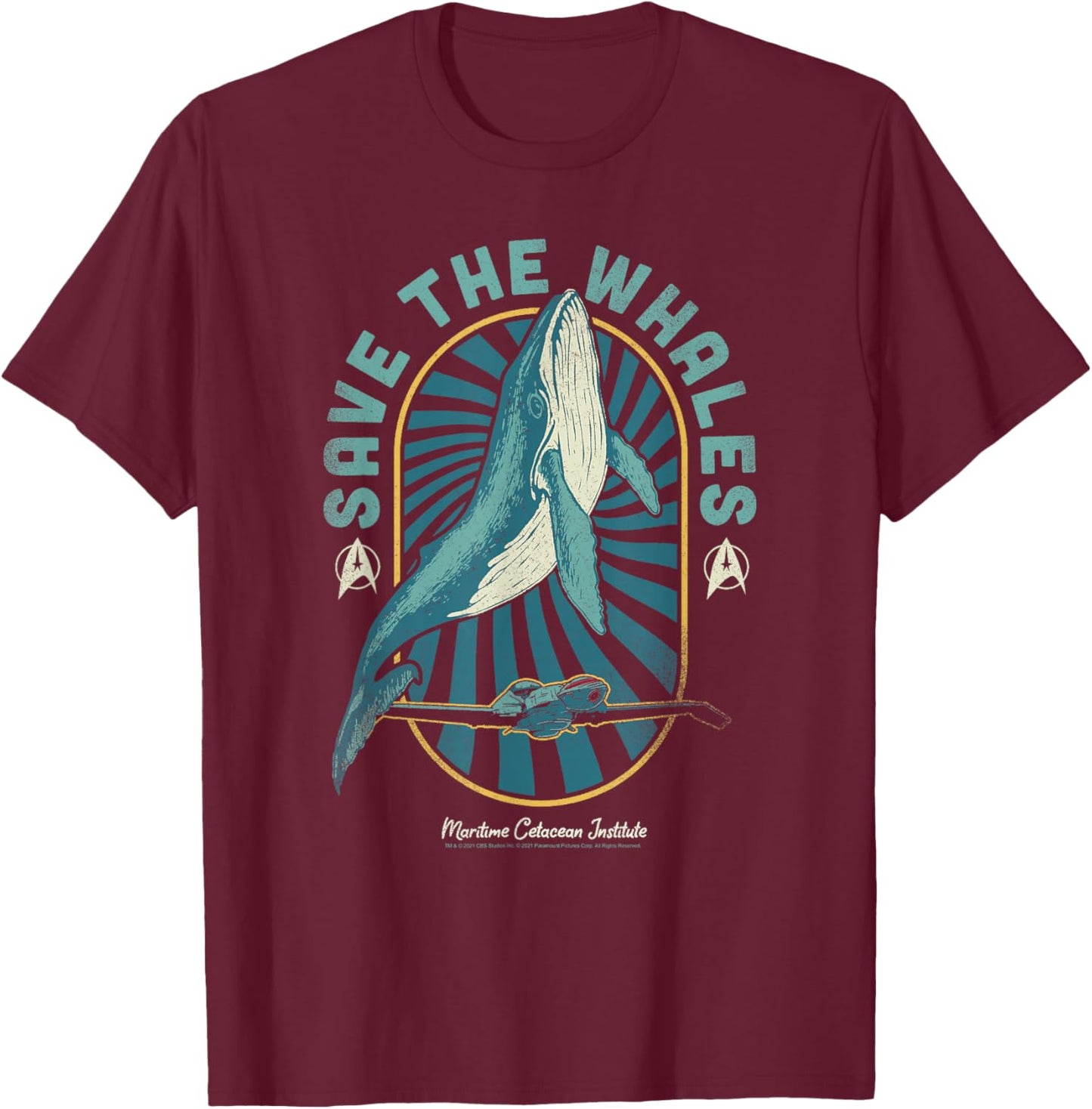 Star Trek IV: The Voyage Home Save The Whales Collection , black T-Shirt - T-Shirt | Maroon