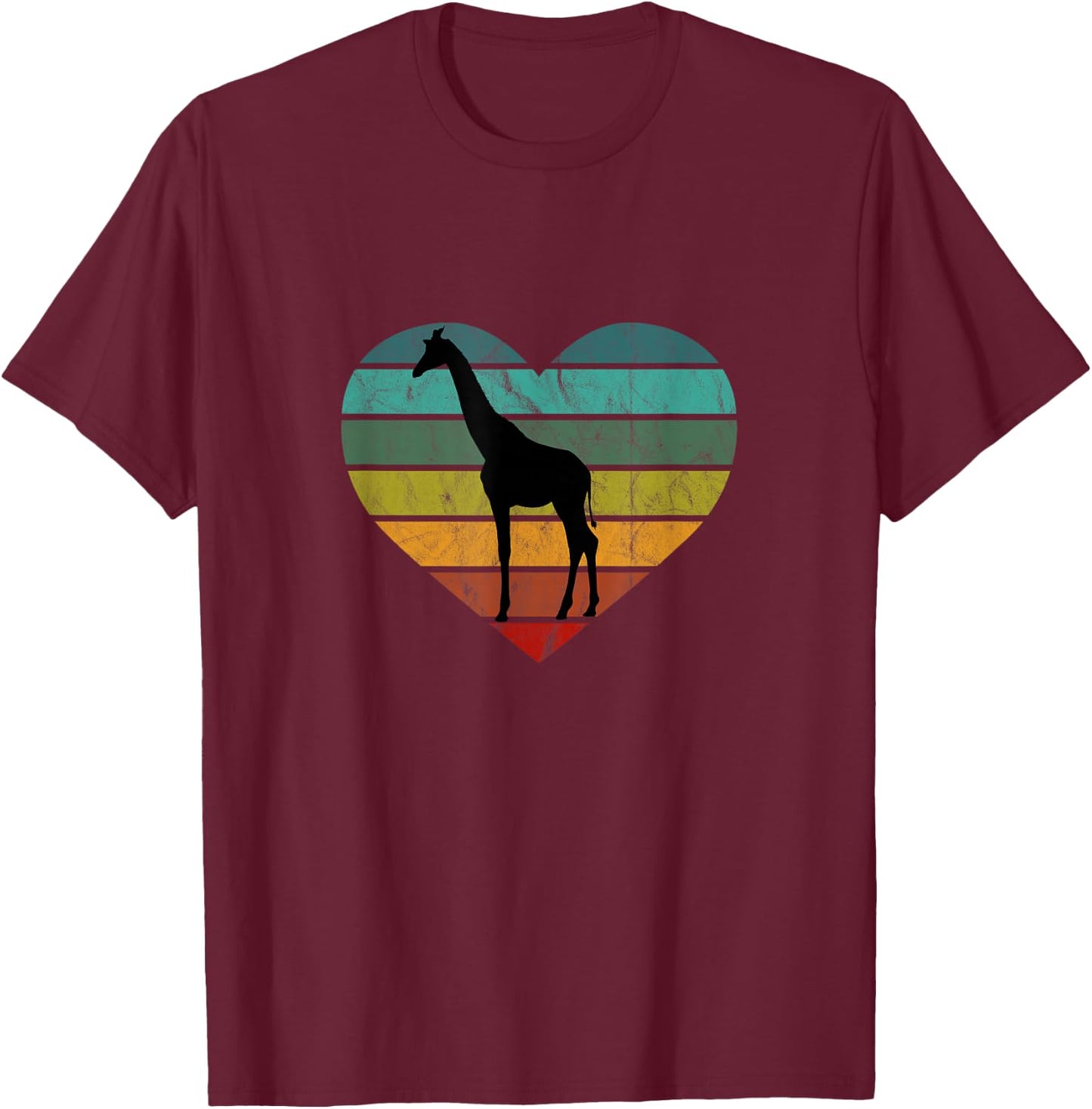 Rette Serengeti Safari Kenia Afrika Herz Ich Liebe Giraffen T-Shirt - T-Shirt | Maroon