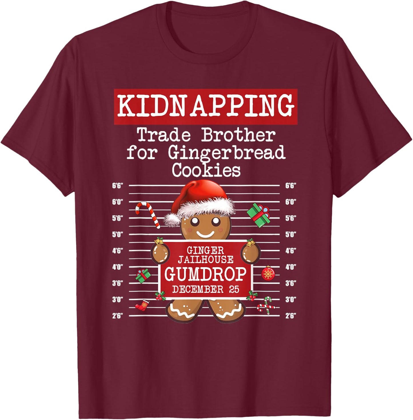 Family Matching Christmas Gingerbread Inmate Trade Brother T-Shirt - T-Shirt | Maroon