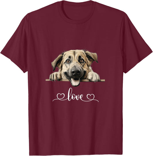 Cute Dog Graphic Love Puppy Anatolian Shepherd Dog Men Women T-Shirt - T-Shirt | Maroon
