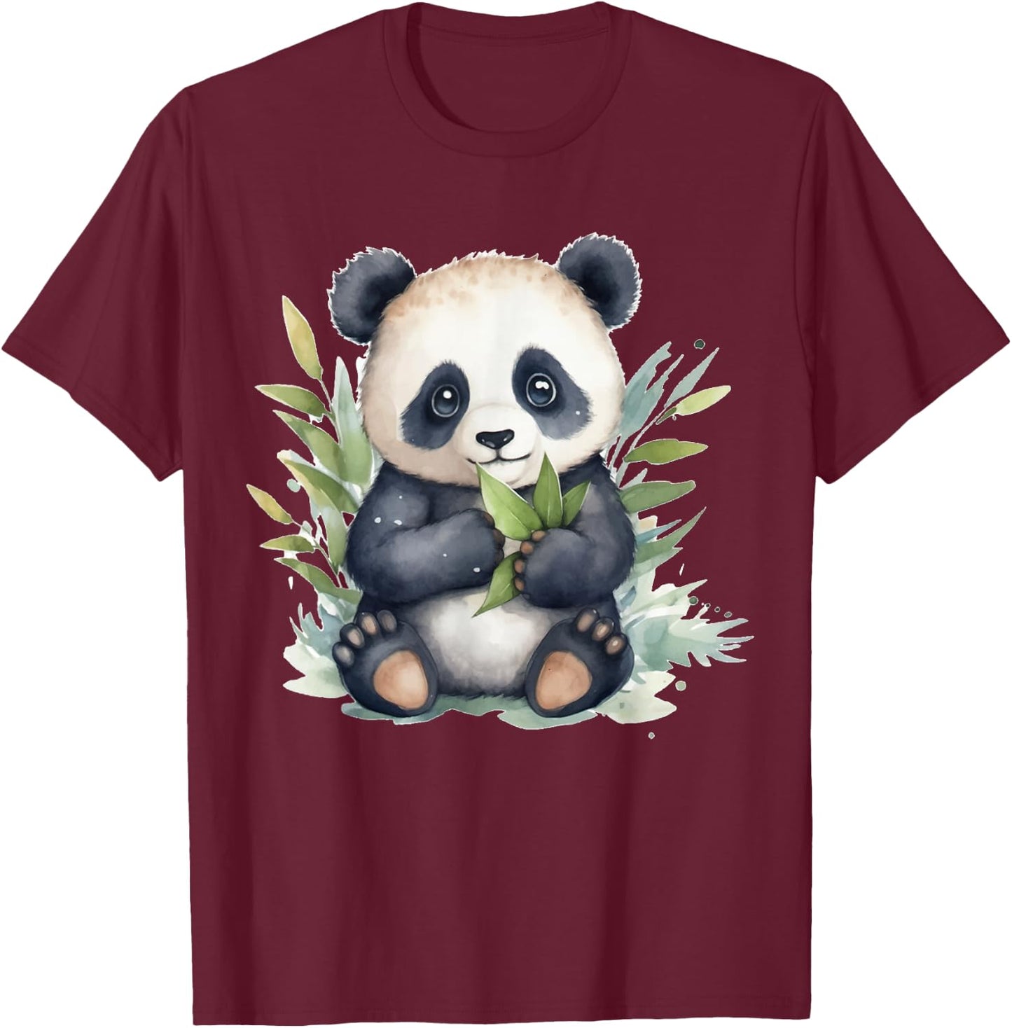 Watercolor Panda T-Shirt - T-Shirt | Maroon
