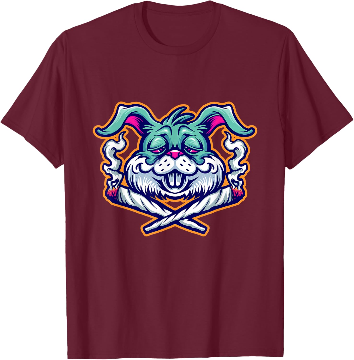 Marijuana Smoking Bunny Rabbit Just Chilling Weed Stoner 420 T-Shirt - T-Shirt | Maroon