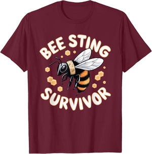 Bee Sting Survivor T-Shirt - T-Shirt | Maroon