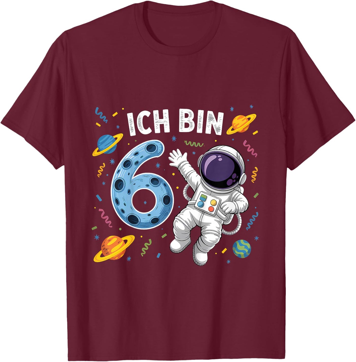 Ich Bin 6 Astronaut Sechster Geburtstag T-Shirt - T-Shirt | Maroon