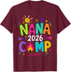Nana Camp 2026 Family Summer Vacation Camping Crew Kids T-Shirt - T-Shirt | Maroon