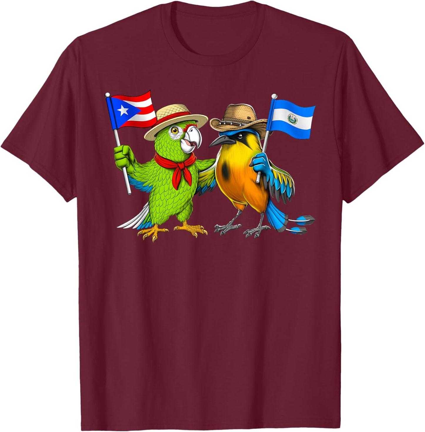 Puerto Rican Salvadoran Roots Puerto Rico El Salvador Flag T-Shirt - T-Shirt | Maroon