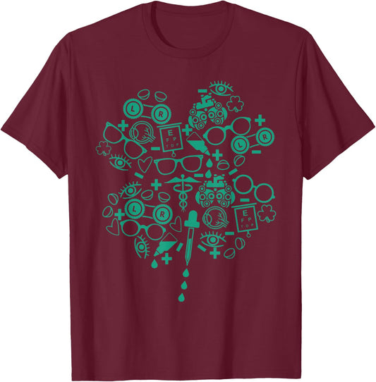Optometry Optometrist St Patrick's Day Shamrock Eye Doctor T-Shirt - T-Shirt | Maroon