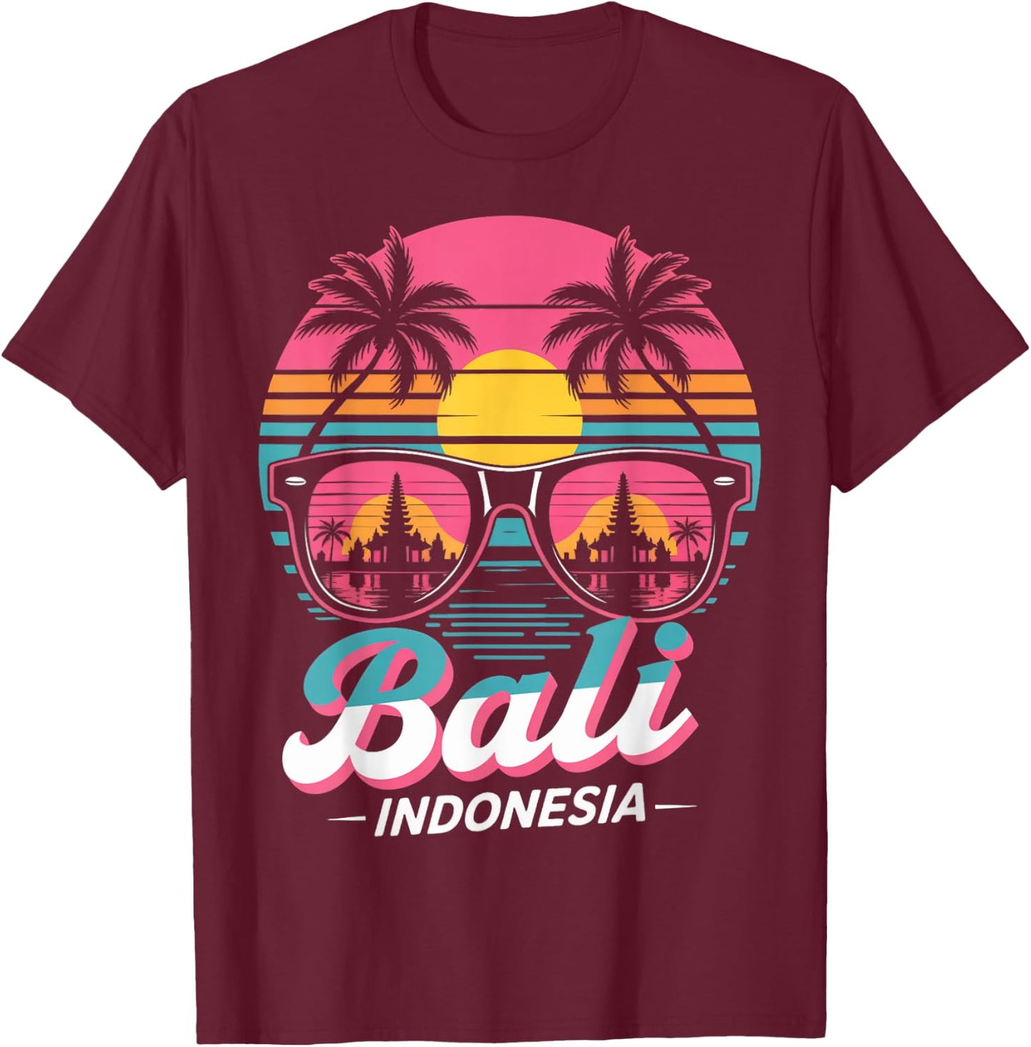 Balinese Temples Indonesian Vintage Bali Indonesia T-Shirt - T-Shirt | Maroon