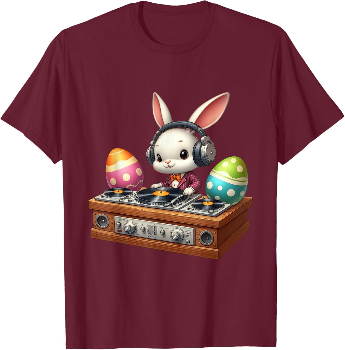 Oster-DJ Bunny Mixing Beats, lustige Musik zum Thema Ostern T-Shirt - T-Shirt | Maroon