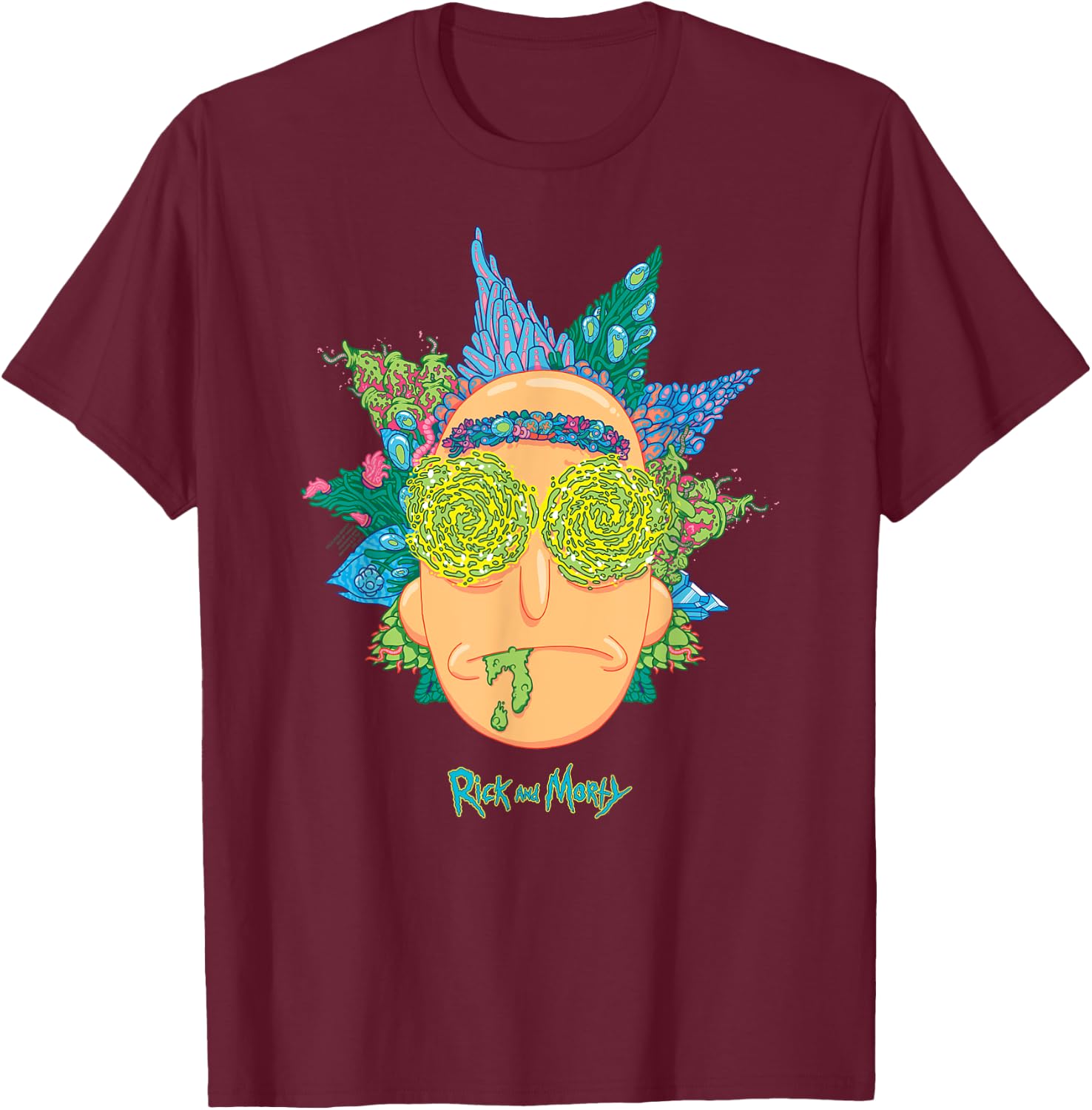 Adult Swim Rick & Morty Botanical Rick , black T-Shirt - T-Shirt | Maroon