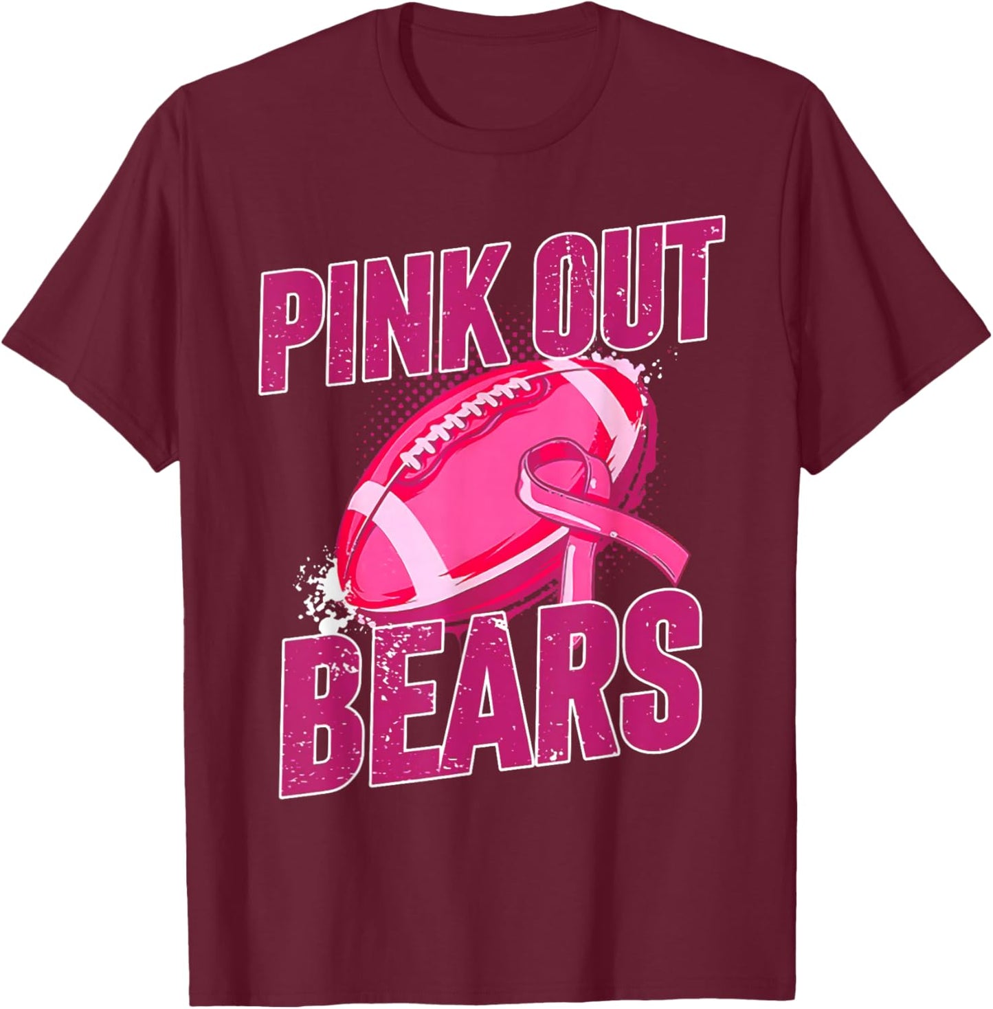 Bears Pink Out Football Tackle Breast Cancer T-Shirt - T-Shirt | Maroon