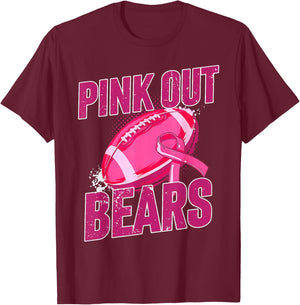 Bears Pink Out Football Tackle Breast Cancer T-Shirt - T-Shirt | Maroon