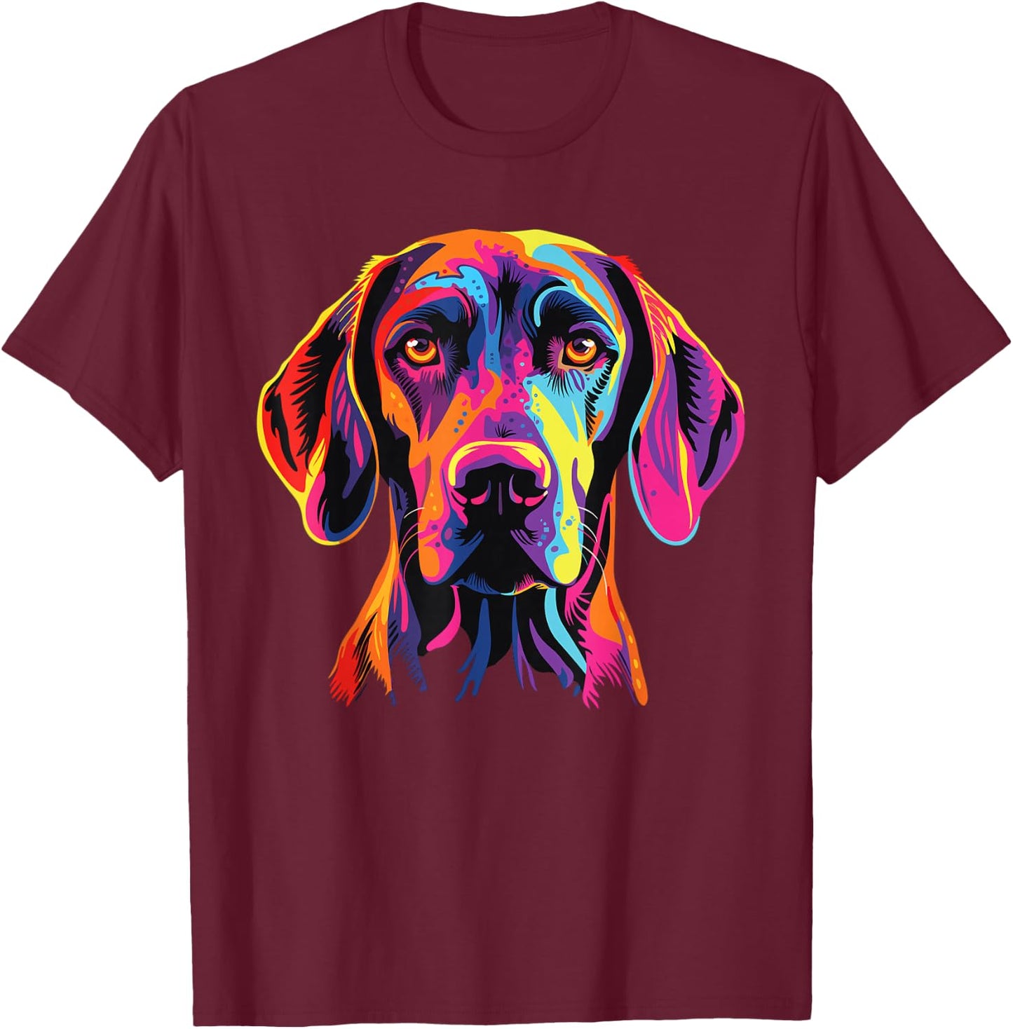 Watercolor Colorful Plott Hound Dog , Small, Black T-Shirt - T-Shirt | Maroon