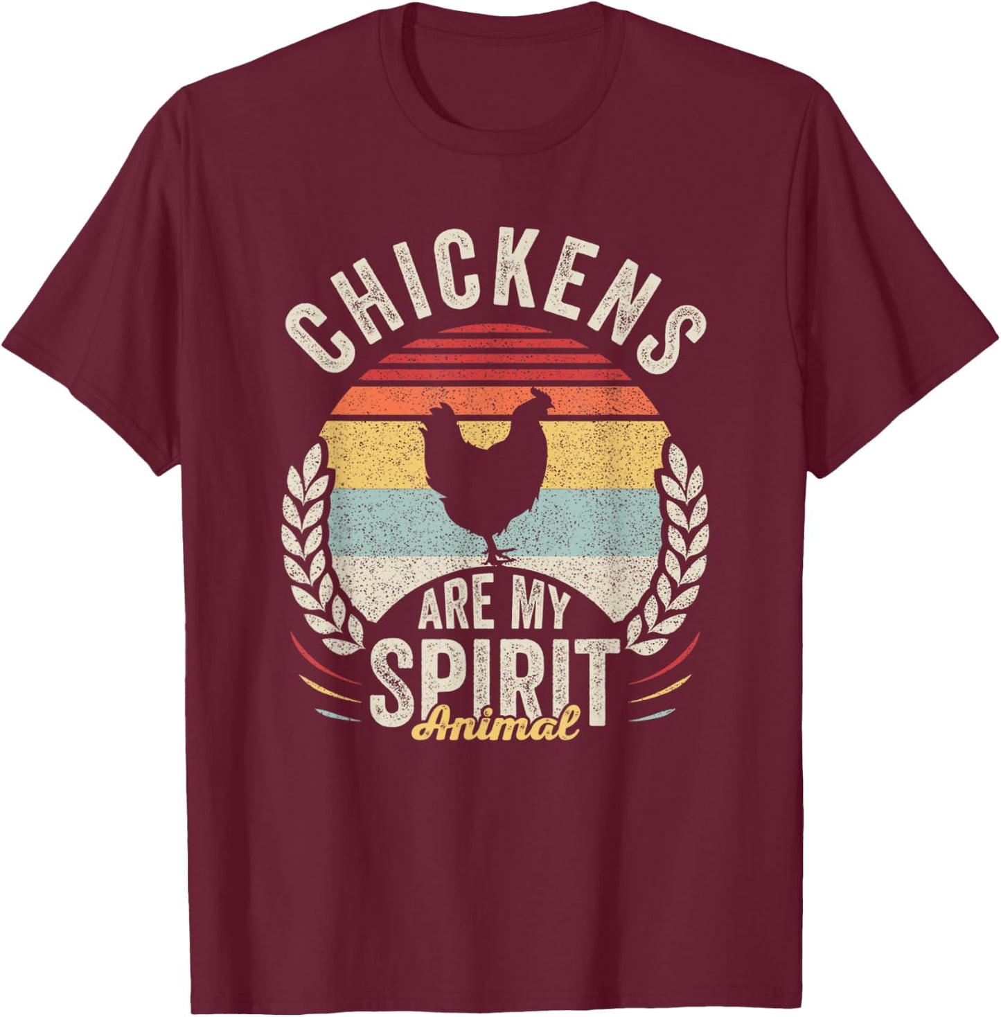 Vintage Retro Chickens Are My Spirit Animal Chicken Lover T-Shirt - T-Shirt | Maroon