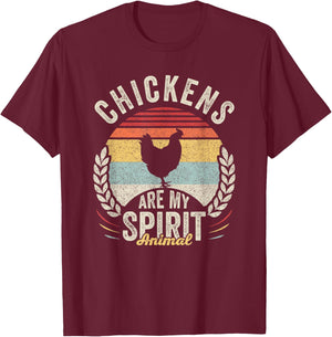 Vintage Retro Chickens Are My Spirit Animal Chicken Lover T-Shirt - T-Shirt | Maroon