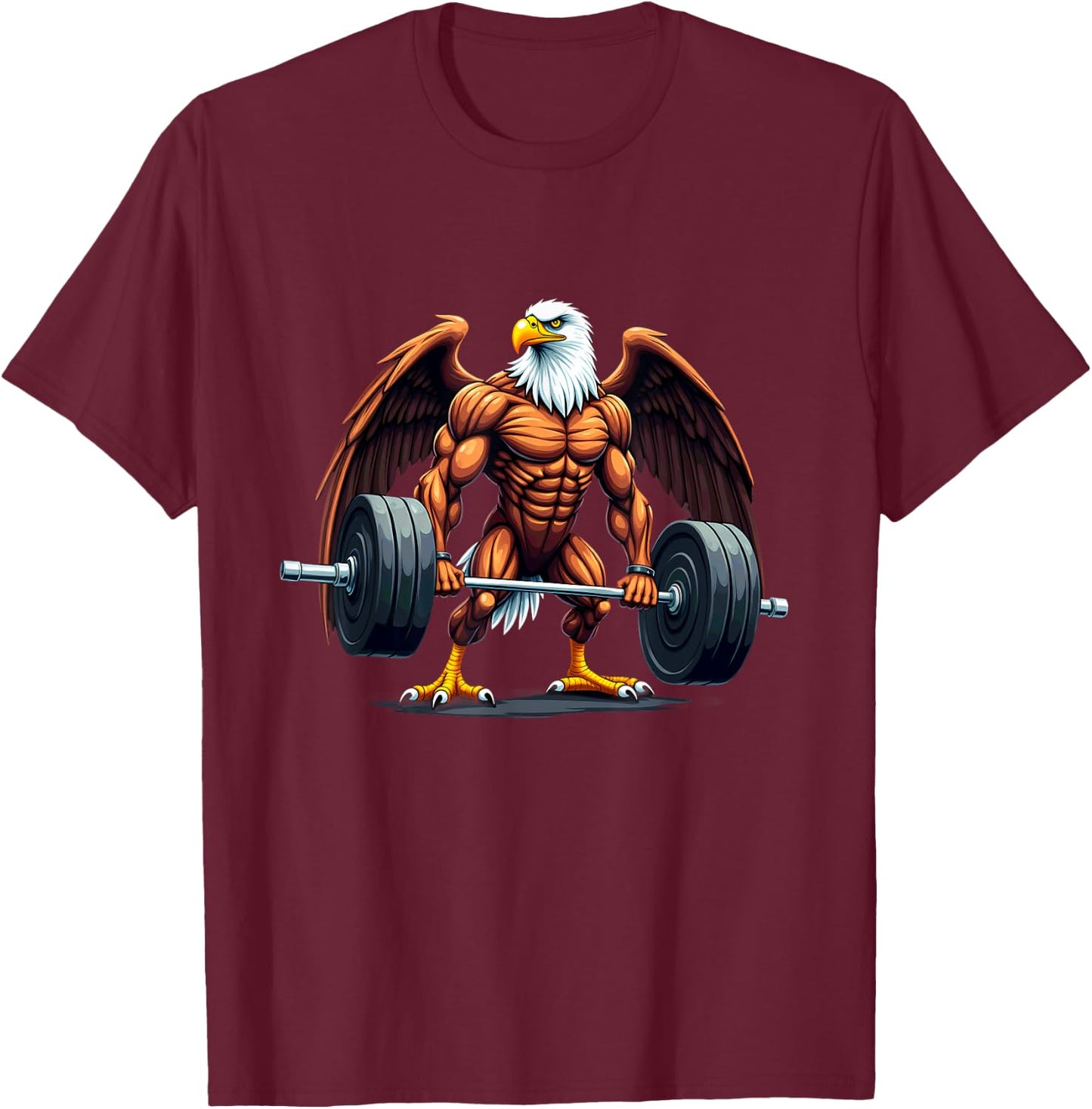 Workout Gym Eagle Deadlift Weightlifting T-Shirt - T-Shirt | Maroon