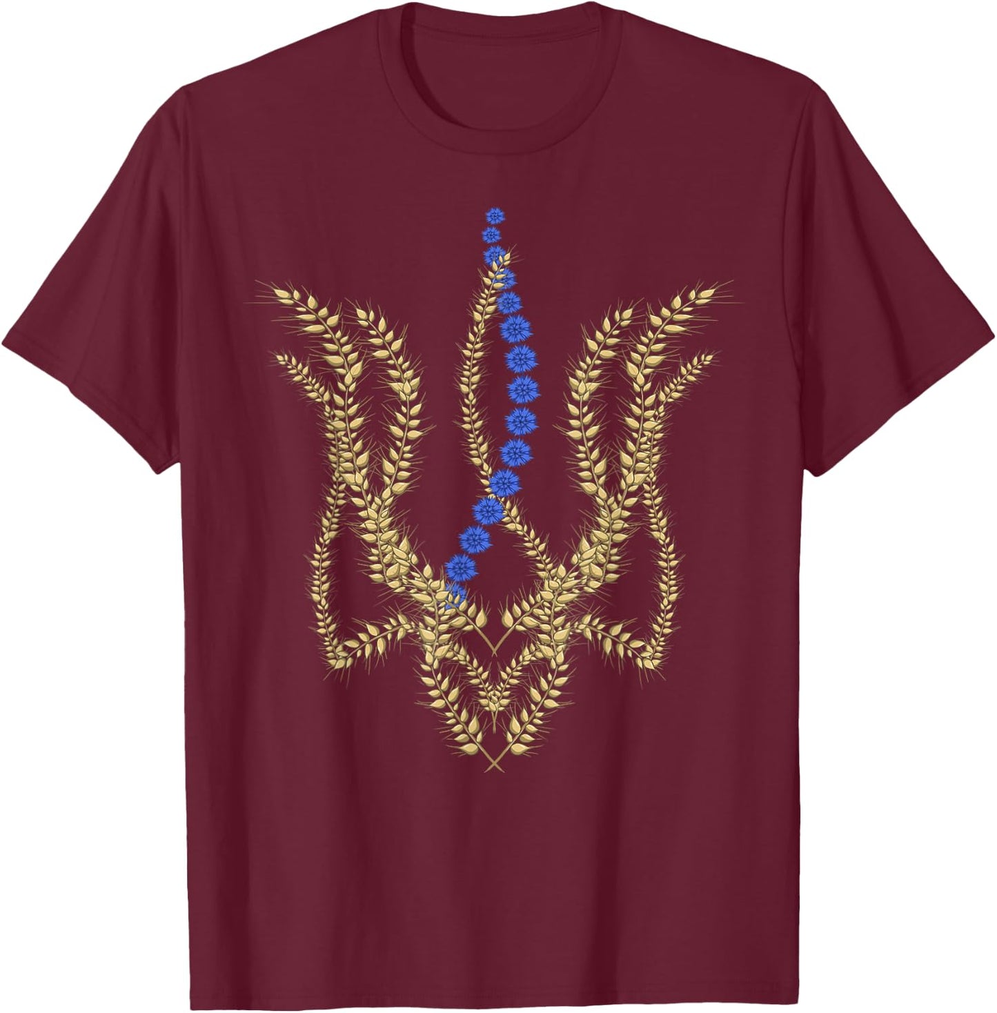 Ukrainische Trysub Retro Ährchen Blumen Ukraine Vyshyvanka T-Shirt - T-Shirt | Maroon
