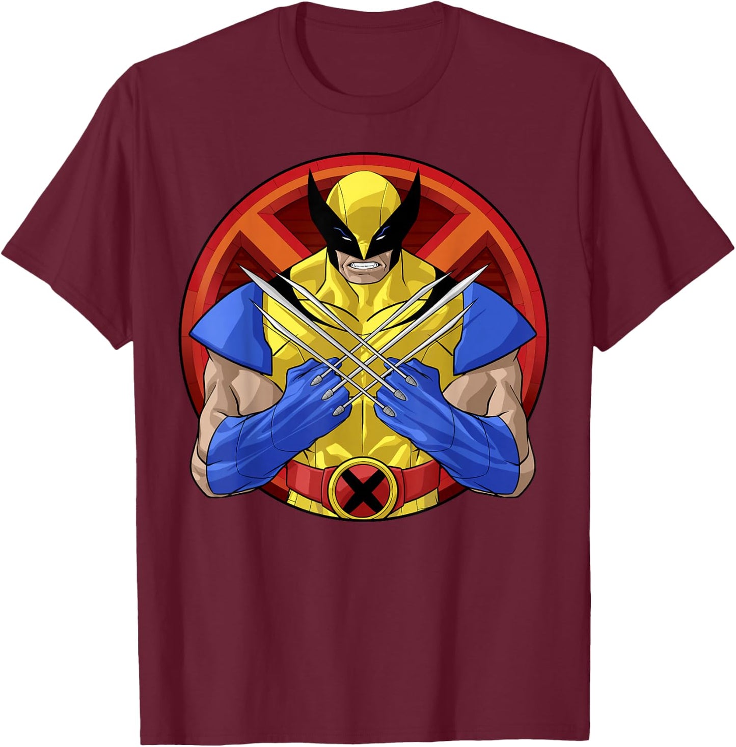Marvel X-Men Wolverine Classic Claw Cross Portrait T-Shirt - T-Shirt | Maroon