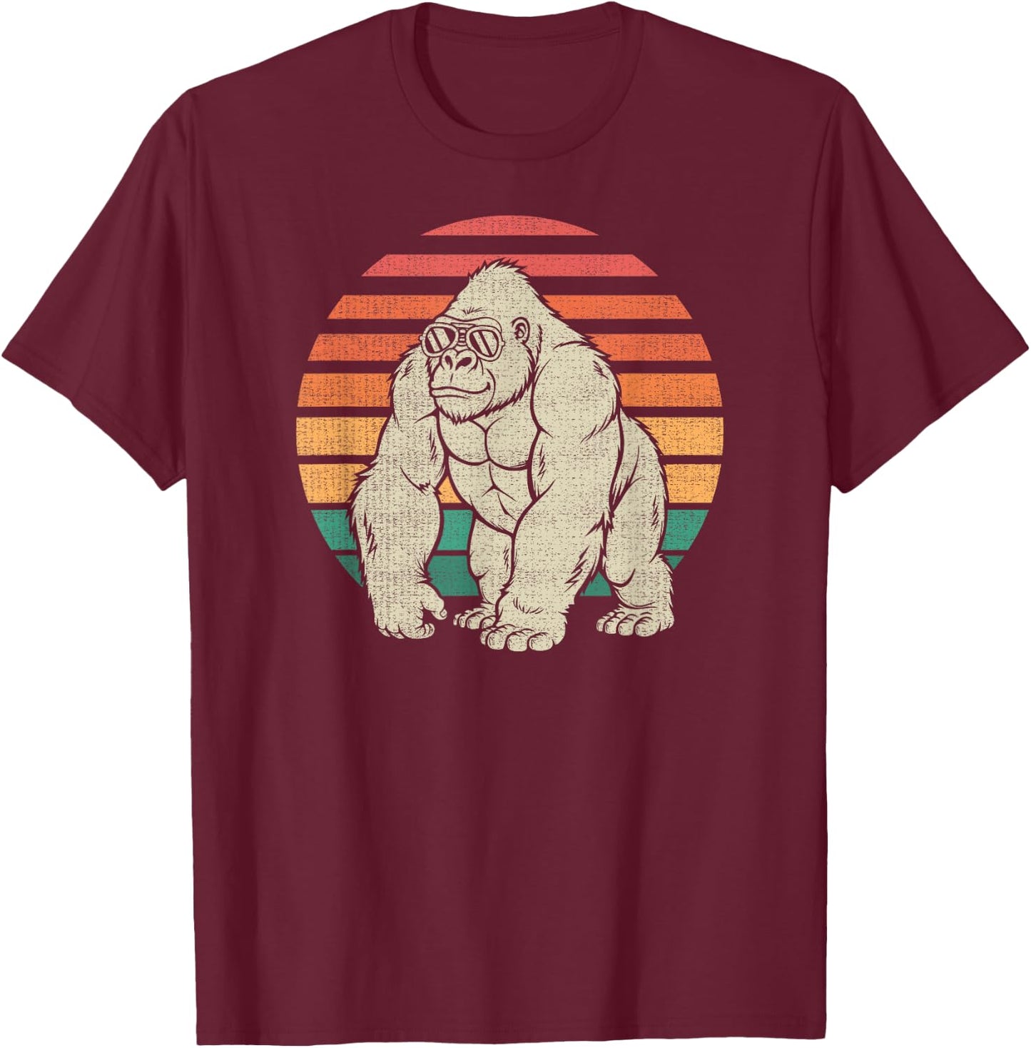 Funny Gorilla Silverback Lover Animal Retro 70s T-Shirt - T-Shirt | Maroon