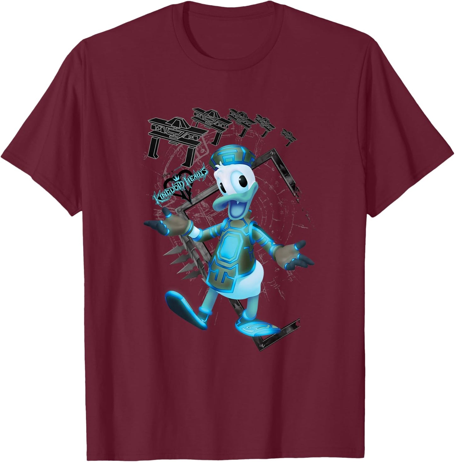 Disney Kingdom Hearts Danald Duck Tron Crossover Portrait T-Shirt - T-Shirt | Maroon