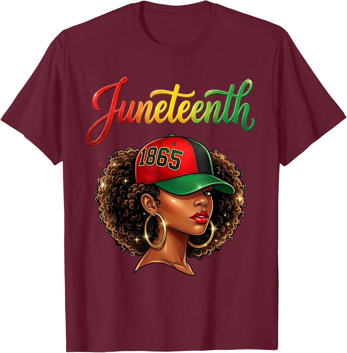 Juneteenth Black Women 1865 T-Shirt - T-Shirt | Maroon