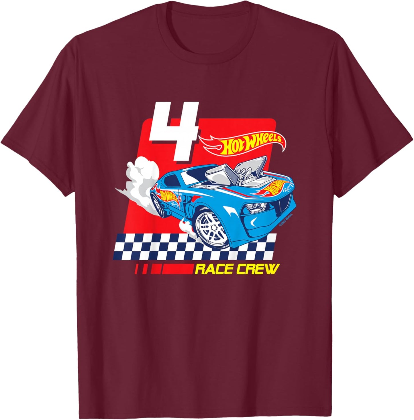 Children's Hot Wheels Race Crew 4 Years Old , black T-Shirt - T-Shirt | Maroon