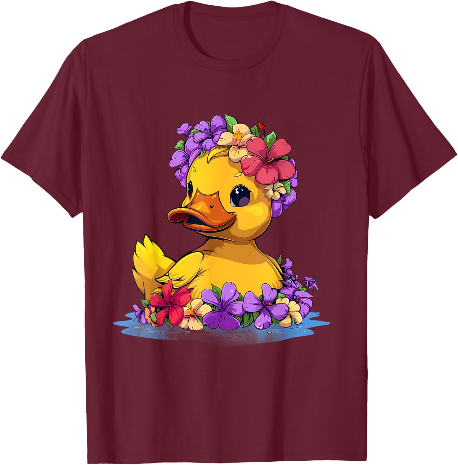 Rubber Duck Floral Hawaiian Rubber Duck Lover Hawaii T-Shirt - T-Shirt | Maroon