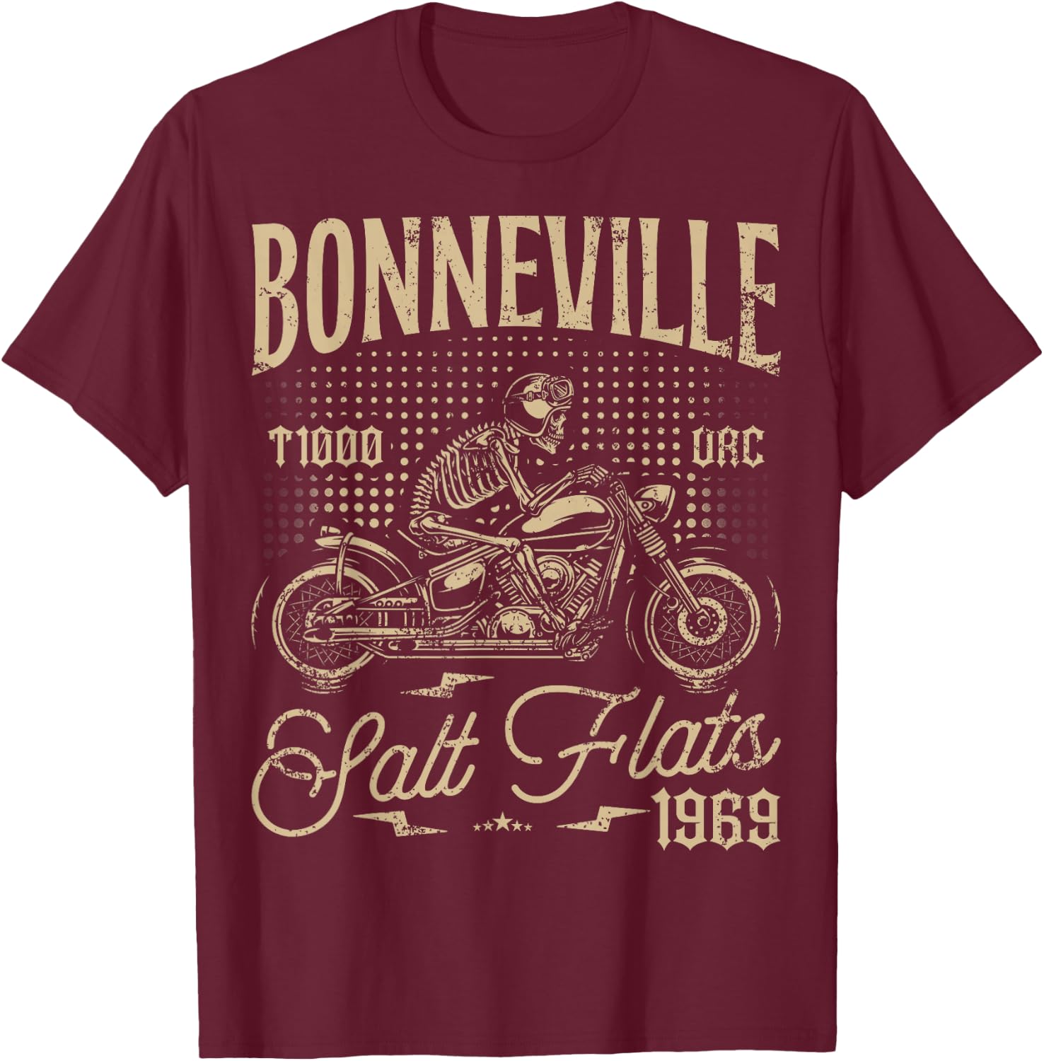 Bonneville Salt Flats Motorradrennen Vintage Biker T-Shirt - T-Shirt | Maroon