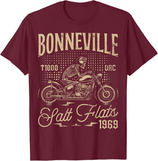Bonneville Salt Flats Motorradrennen Vintage Biker T-Shirt - T-Shirt | Maroon