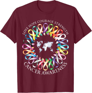 All Cancer Matters Survivors Awareness Fight Ribbon Support T-Shirt - T-Shirt | Maroon