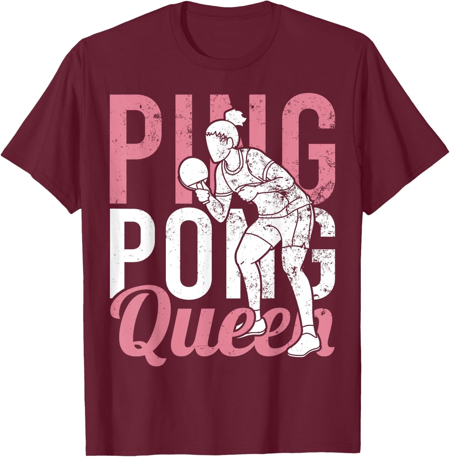 Ping Pong Spielerin Girl Frauen Damen Outfit! Tischtennis T-Shirt - T-Shirt | Maroon