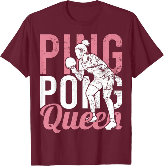 Ping Pong Spielerin Girl Frauen Damen Outfit! Tischtennis T-Shirt - T-Shirt | Maroon